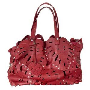 Anthropologie Lucky Penny Cardinal Leaf Tote